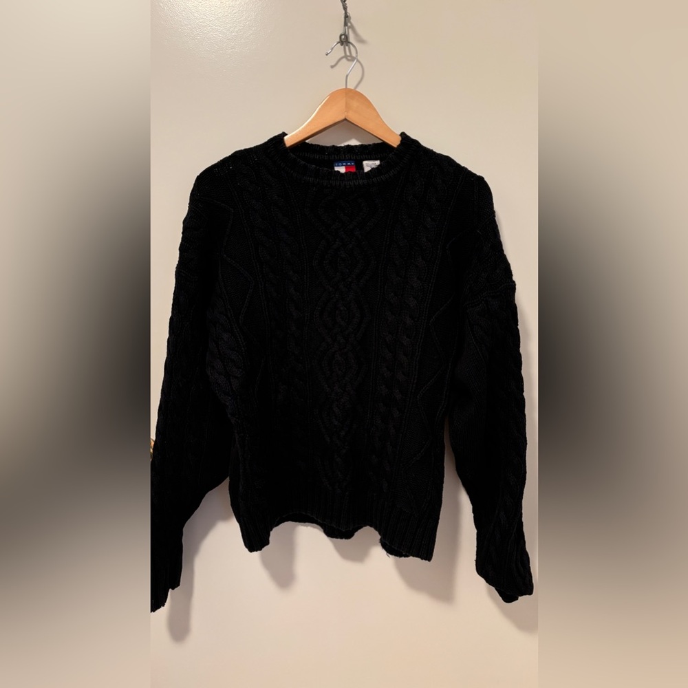 Tommy Hilfiger black cable knit sweater